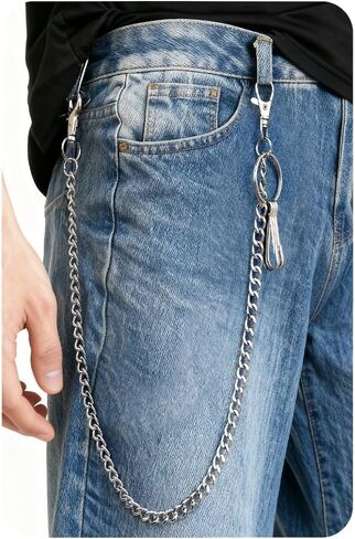 Magitaco Pants Chains for Men Women, Heavy Duty Cross Wallet Chain Punk Rock Gothic Hip Hop Accessories, Double Layered Jean Chains for Trousers Pocket Belt in Saudi Arabia