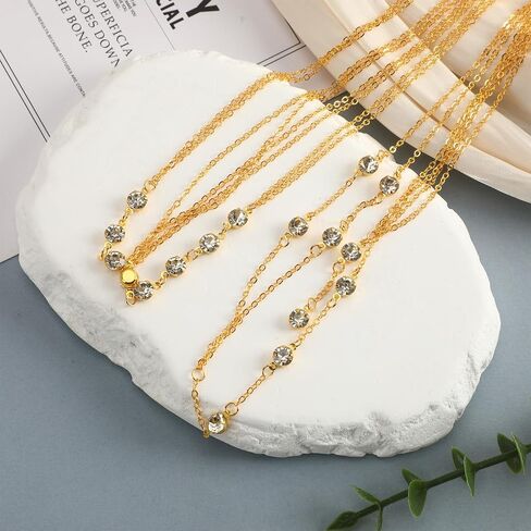 SANNIX 2 Piece Gold Plated Body Chain,Layered Belly Chains Rhinestone Jewelry Lingerie Bikini Waist Bra Chain Belt Accessories for Women for Summer Beach Date Night in Kuwait