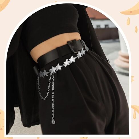 JATEBI 3 قطعة النساء نجمة الفضة الخصر حزام على شكل سلسلة متعدد الطبقات سلسلة معدنية أحزمة قابل للتعديل Y2K اكسسوارات مناسبة ملابس رسمية فساتين الجينز in Kuwait