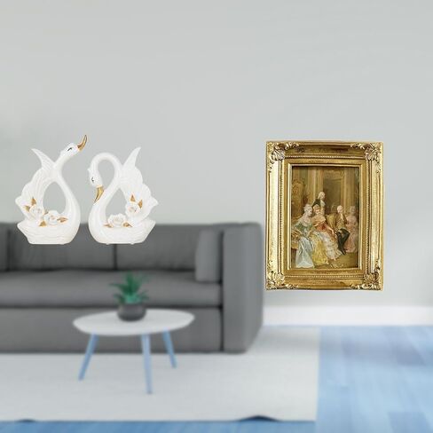 Baoblaze Elegant Swan Ceramic Sculpture and Resin Photo Frame Holder for Desktop Tabletop Bookshelf Cabinet Bedroom Office Farmhouse Decoration Display in Kuwait