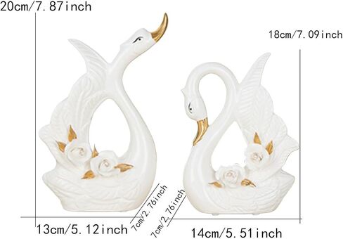 Baoblaze Elegant Swan Ceramic Sculpture and Resin Photo Frame Holder for Desktop Tabletop Bookshelf Cabinet Bedroom Office Farmhouse Decoration Display in Kuwait