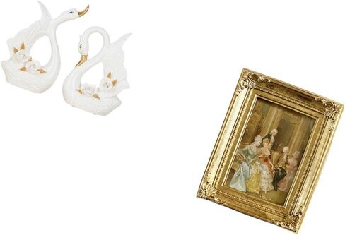 Baoblaze Elegant Swan Ceramic Sculpture and Resin Photo Frame Holder for Desktop Tabletop Bookshelf Cabinet Bedroom Office Farmhouse Decoration Display in Kuwait