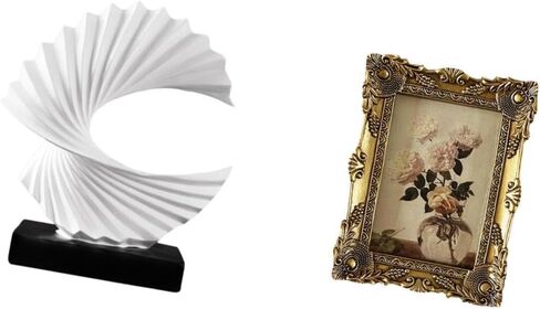 Fenteer Wave Sculpture Resin Tabletop Photo Frame Ornate Antique Baroque Frame Modern Abstract Figurine Picture Frame Suitable for Gift Giving Office in Kuwait