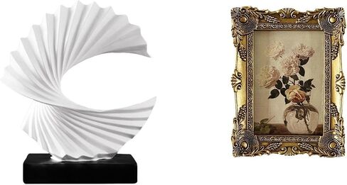 Fenteer Wave Sculpture Resin Tabletop Photo Frame Ornate Antique Baroque Frame Modern Abstract Figurine Picture Frame Suitable for Gift Giving Office in Kuwait