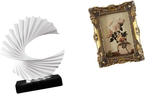 Fenteer Wave Sculpture Resin Tabletop Photo Frame Ornate Antique Baroque Frame Modern Abstract Figurine Picture Frame Suitable for Gift Giving Office in Kuwait