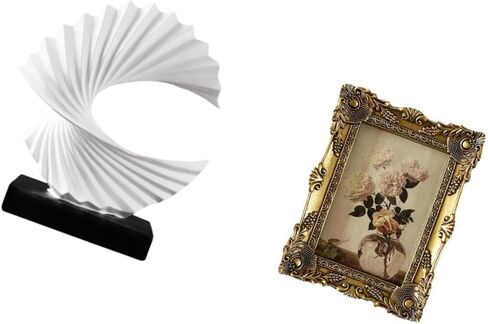 Fenteer Wave Sculpture Resin Tabletop Photo Frame Ornate Antique Baroque Frame Modern Abstract Figurine Picture Frame Suitable for Gift Giving Office in Kuwait