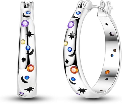 925 Sterling Silver Hoop Earrings Hypoallergenic Trendy Huggie Earrings Paw Print Star Moon Sun Butterfly Earring for Women Jewelry Gifts in Saudi Arabia