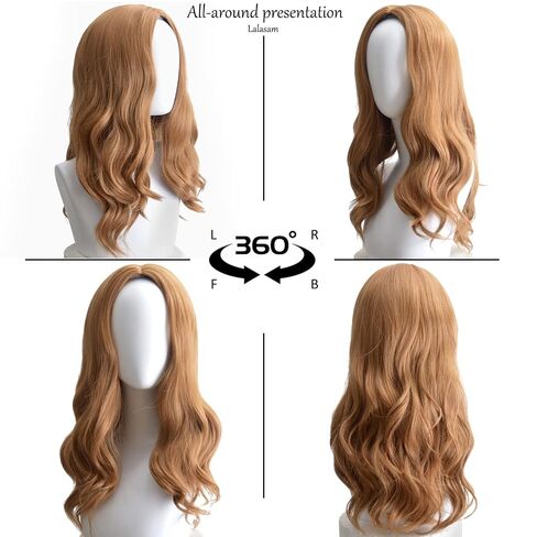 Girls Costume Wigs, 21 Inch Shoulder Length Wavy Curly Middle Part Ginger Color Wigs for Women, Synthetic Fiber, Small Head Size 52cm in Saudi Arabia