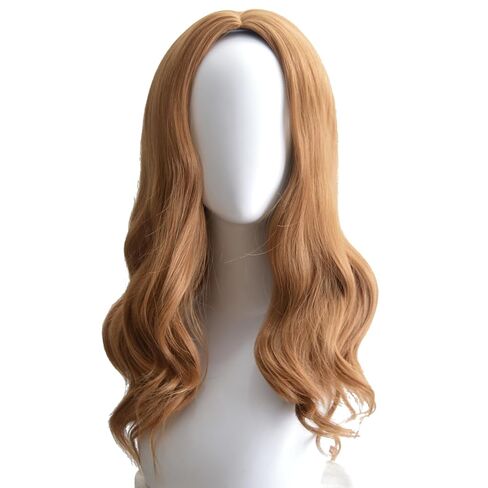 Girls Costume Wigs, 21 Inch Shoulder Length Wavy Curly Middle Part Ginger Color Wigs for Women, Synthetic Fiber, Small Head Size 52cm in Saudi Arabia