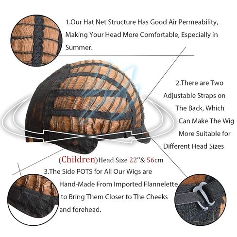 Girls Costume Wigs, 21 Inch Shoulder Length Wavy Curly Middle Part Ginger Color Wigs for Women, Synthetic Fiber, Small Head Size 52cm in Saudi Arabia