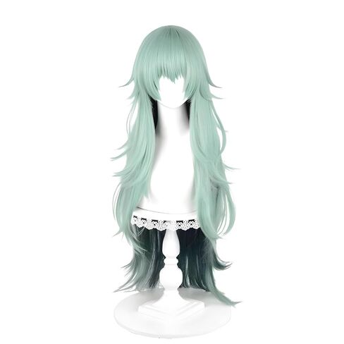 Joaquin Long Layered Gradient Green Cosplay Wig with Bangs for Women Adult Theme Parties Video Shoots Anime Event Costume Hair in Kuwait