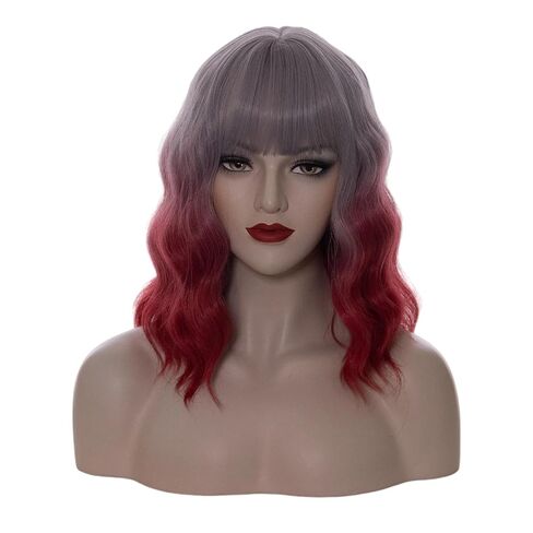 14" Short Dark Blue Curly Wig For Women Girls Heat Resistant Fiber Wigs Halloween Cosplay Daily Party+Cap (Dark Blue) in Saudi Arabia