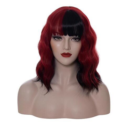 14" Short Dark Blue Curly Wig For Women Girls Heat Resistant Fiber Wigs Halloween Cosplay Daily Party+Cap (Dark Blue) in Saudi Arabia