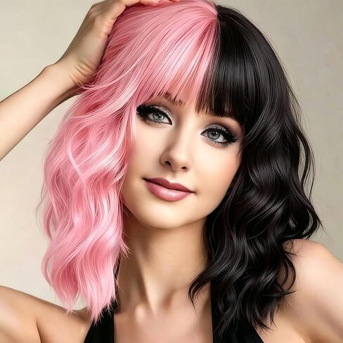 14" Short Dark Blue Curly Wig For Women Girls Heat Resistant Fiber Wigs Halloween Cosplay Daily Party+Cap (Dark Blue) in Saudi Arabia