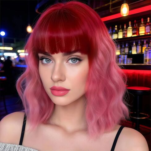 14" Short Dark Blue Curly Wig For Women Girls Heat Resistant Fiber Wigs Halloween Cosplay Daily Party+Cap (Dark Blue) in Saudi Arabia