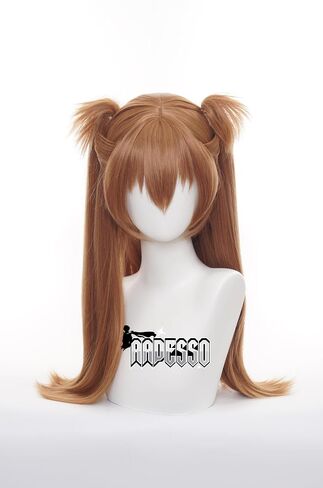 Asuka Langley Sohryu cosplay wig brown hair Straight wig Heat resistant Synthetic Hair with wig cap Unstyled Wig in Saudi Arabia