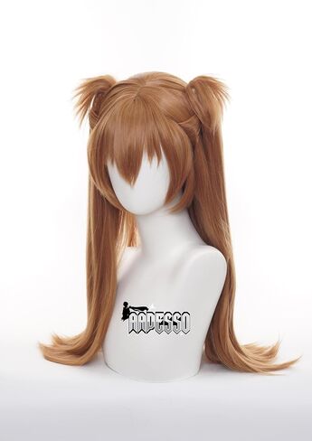 Asuka Langley Sohryu cosplay wig brown hair Straight wig Heat resistant Synthetic Hair with wig cap Unstyled Wig in Saudi Arabia