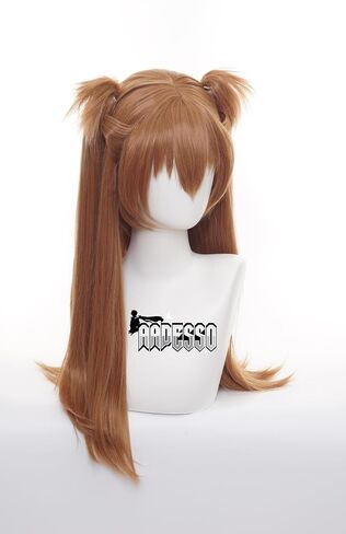 Asuka Langley Sohryu cosplay wig brown hair Straight wig Heat resistant Synthetic Hair with wig cap Unstyled Wig in Saudi Arabia