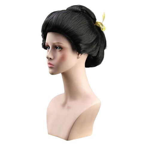 Deluxe Geisha Wig - Black Updo Japanese Cosplay Costume Hairpiece - Oriental Lady Roleplay Theme Party Wig in Saudi Arabia