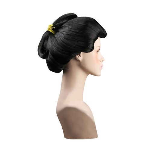 Deluxe Geisha Wig - Black Updo Japanese Cosplay Costume Hairpiece - Oriental Lady Roleplay Theme Party Wig in Saudi Arabia