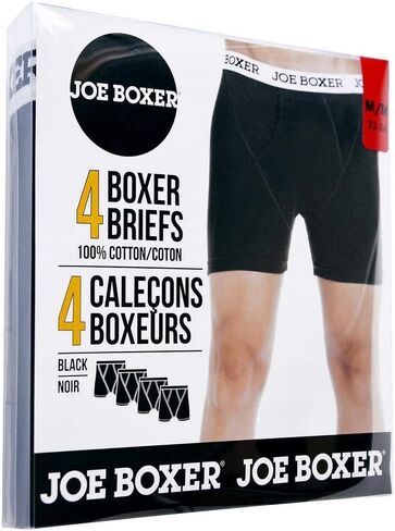 Joe Boxer Men's Boxer Briefs 4-Pack (Medium, Black), Black in Saudi Arabia