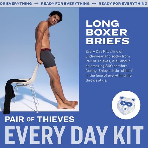 Pair of Thieves Men Every Day Kit Performance Long Boxer Briefs | ملابس داخلية للرجال | لينة وبدون علامات | فتل الرطوبة in Kuwait