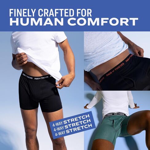 Pair of Thieves Men Every Day Kit Performance Long Boxer Briefs | ملابس داخلية للرجال | لينة وبدون علامات | فتل الرطوبة in Kuwait