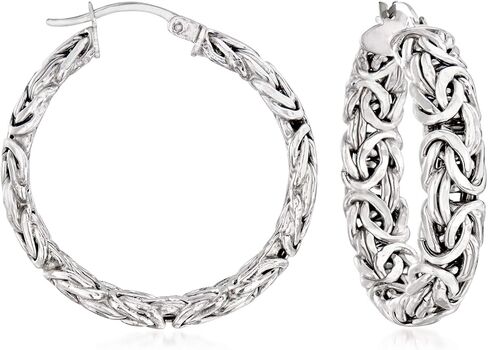 Ross-Simons Sterling Silver Byzantine Hoop Earrings in Kuwait