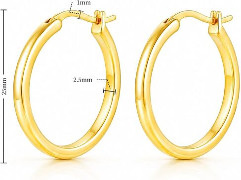 14K Gold Hoop Earrings for Women Lightweight Round Huggie Style Minimalist Everyday Jewelry 20mm/25mm/30mm in Kuwait