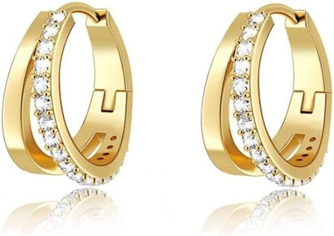 925 Sterling Silver Hoop Earrings for Women, 14K Gold Plated Small Hoops, Hypoallergenic Cartilage Earring Stack in Kuwait