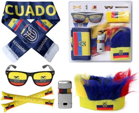 Country Flag Eyeglasses, Sash, Headwear, Face Paint Stick, Air Tube, for Soccer Football Sports Events, 5 Items in Saudi Arabia