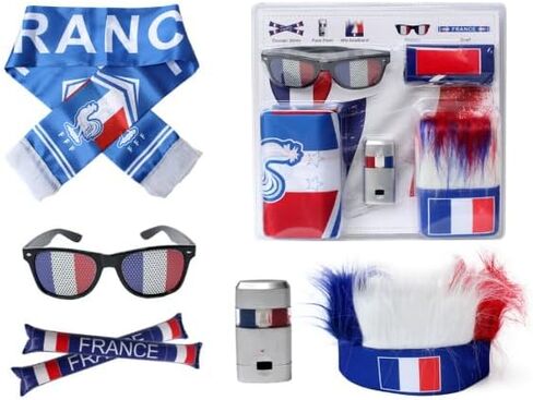 Country Flag Eyeglasses, Sash, Headwear, Face Paint Stick, Air Tube, for Soccer Football Sports Events, 5 Items in Saudi Arabia