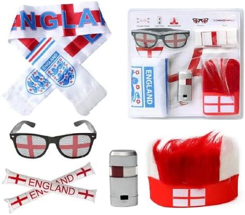 Country Flag Eyeglasses, Sash, Headwear, Face Paint Stick, Air Tube, for Soccer Football Sports Events, 5 Items in Saudi Arabia