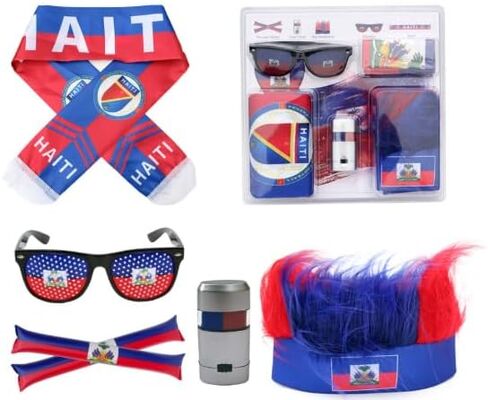 Country Flag Eyeglasses, Sash, Headwear, Face Paint Stick, Air Tube, for Soccer Football Sports Events, 5 Items in Saudi Arabia