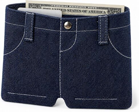 Pocket Pants Mini Jeans Wallet,Funny Jorts Style Denim Shorts Purse with 6 Card Slots for All Ages, Slim Folding Card Holder for Teens & Adults, Novelty Gag Gift for Men & Women in Saudi Arabia