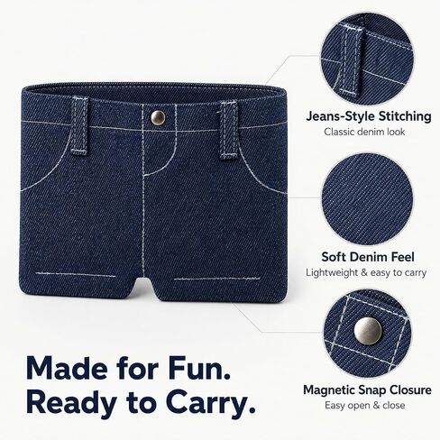 Pocket Pants Mini Jeans Wallet,Funny Jorts Style Denim Shorts Purse with 6 Card Slots for All Ages, Slim Folding Card Holder for Teens & Adults, Novelty Gag Gift for Men & Women in Saudi Arabia