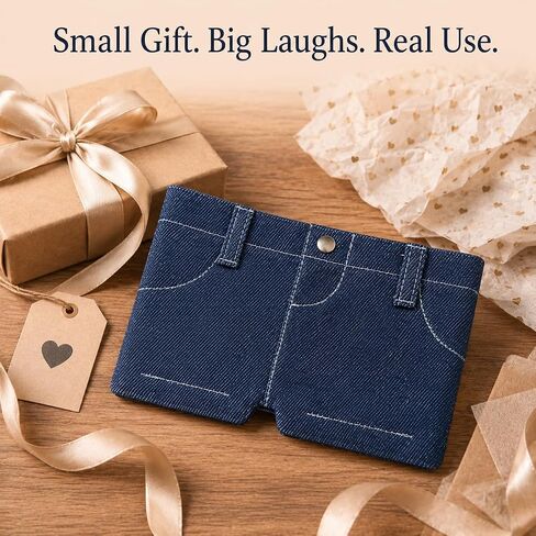 Pocket Pants Mini Jeans Wallet,Funny Jorts Style Denim Shorts Purse with 6 Card Slots for All Ages, Slim Folding Card Holder for Teens & Adults, Novelty Gag Gift for Men & Women in Saudi Arabia