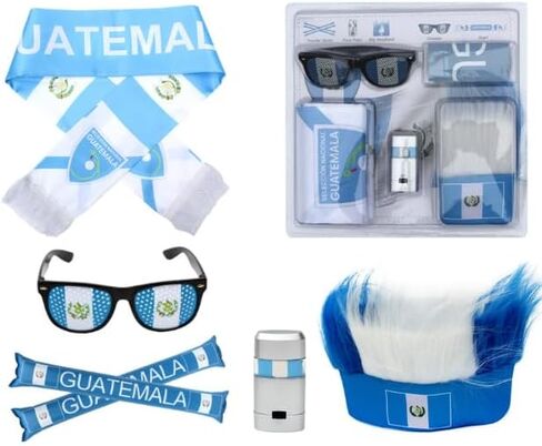 Country Flag Eyeglasses, Sash, Headwear, Face Paint Stick, Air Tube, for Soccer Football Sports Events, 5 Items in Saudi Arabia