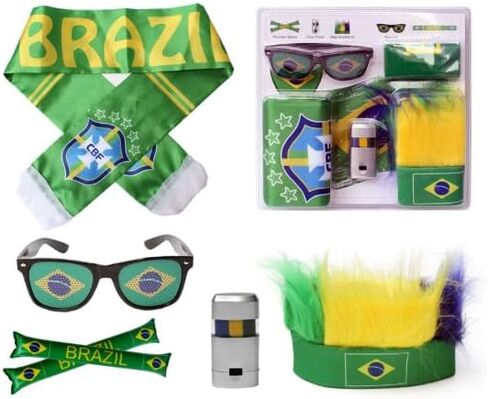 Country Flag Eyeglasses, Sash, Headwear, Face Paint Stick, Air Tube, for Soccer Football Sports Events, 5 Items in Saudi Arabia