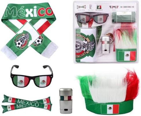 Country Flag Eyeglasses, Sash, Headwear, Face Paint Stick, Air Tube, for Soccer Football Sports Events, 5 Items in Saudi Arabia