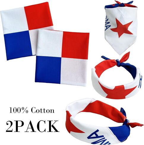 WEITBF 2 Pack Panama Flag Bandana Panamanian Scarf Bandanas Headband - 100% Cotton, 22 x 22 inch in Kuwait