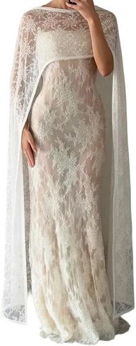 Women’s Sheer Floral Lace Cape Shawl for Evening Dress Lace Shawl Cape Poncho Top Capelets Elegant Bridal Wrap Capelet in Kuwait