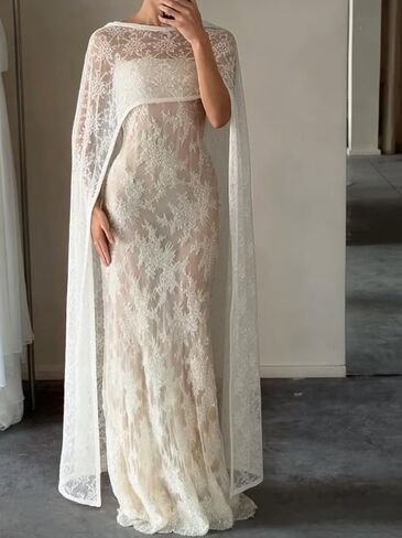 Women’s Sheer Floral Lace Cape Shawl for Evening Dress Lace Shawl Cape Poncho Top Capelets Elegant Bridal Wrap Capelet in Kuwait