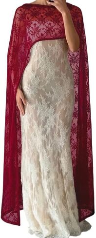 Women’s Sheer Floral Lace Cape Shawl for Evening Dress Lace Shawl Cape Poncho Top Capelets Elegant Bridal Wrap Capelet in Kuwait