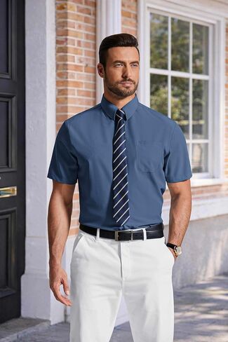 COOFANDY Men's Short Sleeve Dress Shirts Wrinkle Free Casual Button Down Shirts with Pocket in Saudi Arabia