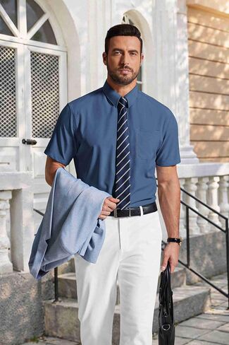 COOFANDY Men's Short Sleeve Dress Shirts Wrinkle Free Casual Button Down Shirts with Pocket in Saudi Arabia