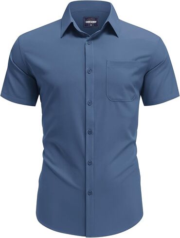 COOFANDY Men's Short Sleeve Dress Shirts Wrinkle Free Casual Button Down Shirts with Pocket in Saudi Arabia