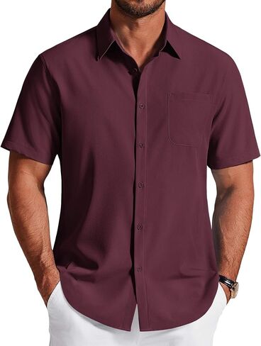 COOFANDY Men's Short Sleeve Dress Shirts Wrinkle Free Casual Button Down Shirts with Pocket in Saudi Arabia