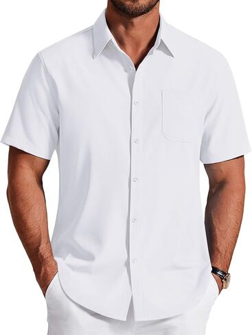 COOFANDY Men's Short Sleeve Dress Shirts Wrinkle Free Casual Button Down Shirts with Pocket in Saudi Arabia