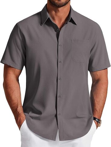 COOFANDY Men's Short Sleeve Dress Shirts Wrinkle Free Casual Button Down Shirts with Pocket in Saudi Arabia
